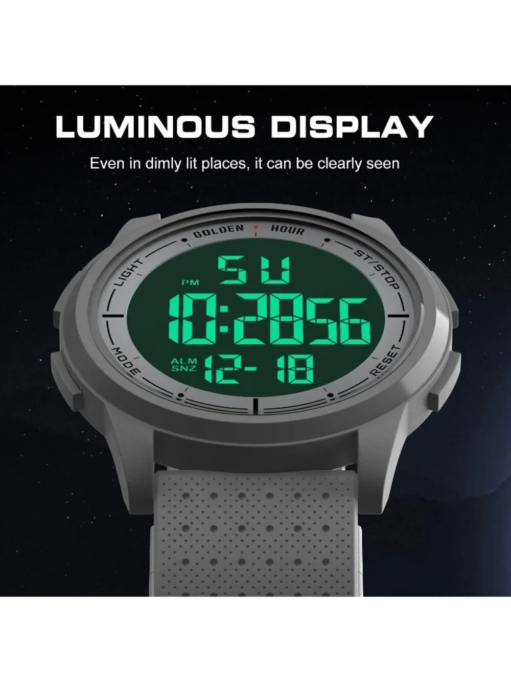 Men's White Rubber Strap Ultra-Thin Minimalist Solid Waterproof Digital Watch
